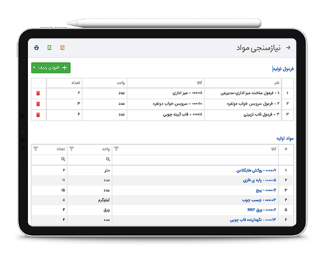 تعریف فرمول و نیازسنجی مواد اولی در نرم افزار حسابداری