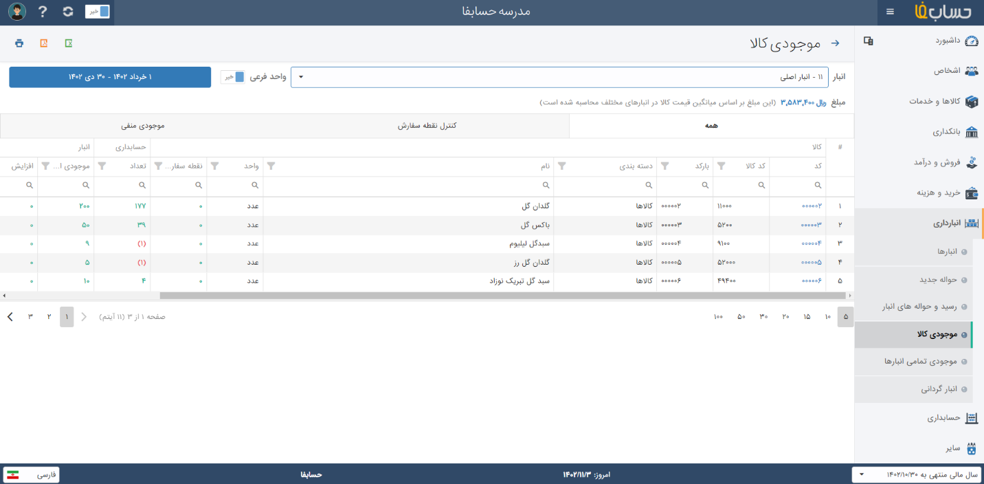 مدیریت کالاها و درآمدها در نرم افزار حسابداری آنلاین